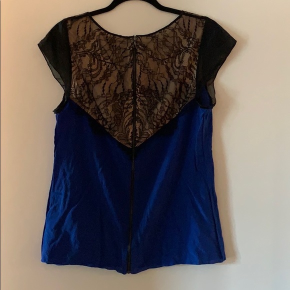 Leifsdottir Anthropologie blue blouse w/lace - Picture 4 of 8